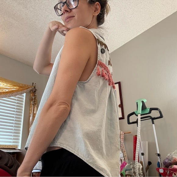 EKA ERIKA KELLY APPAREL Sleeveless Denim Top UPCYCLED American Apparel - Picture 6 of 10